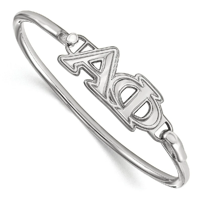 Sterling Silver Alpha Phi Small Clasp Bangle - 7 in.