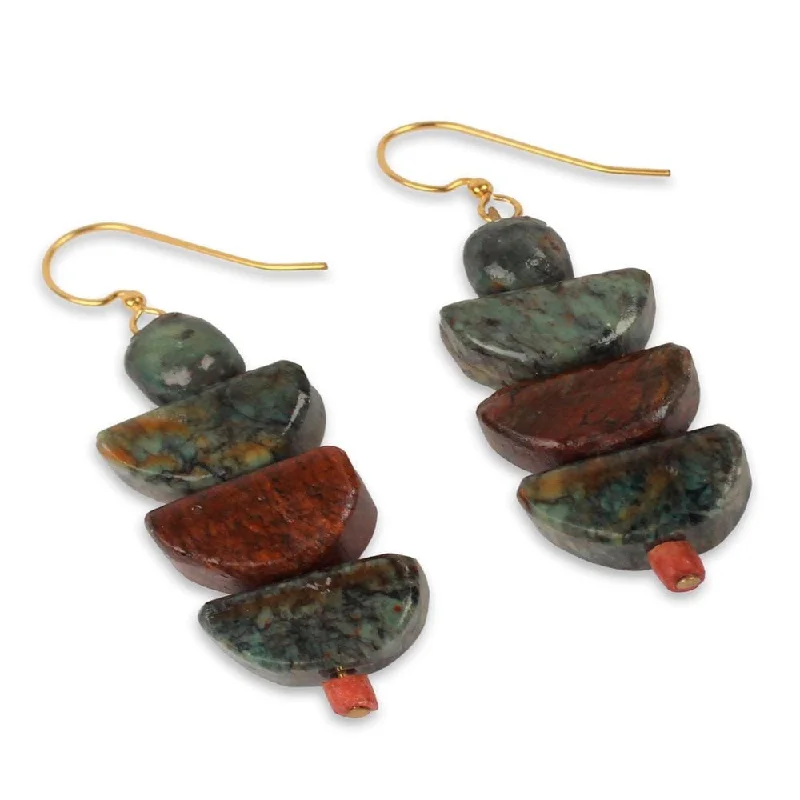 Brass Nkabom Soapstone Earrings (Ghana) - 2.2*0.7