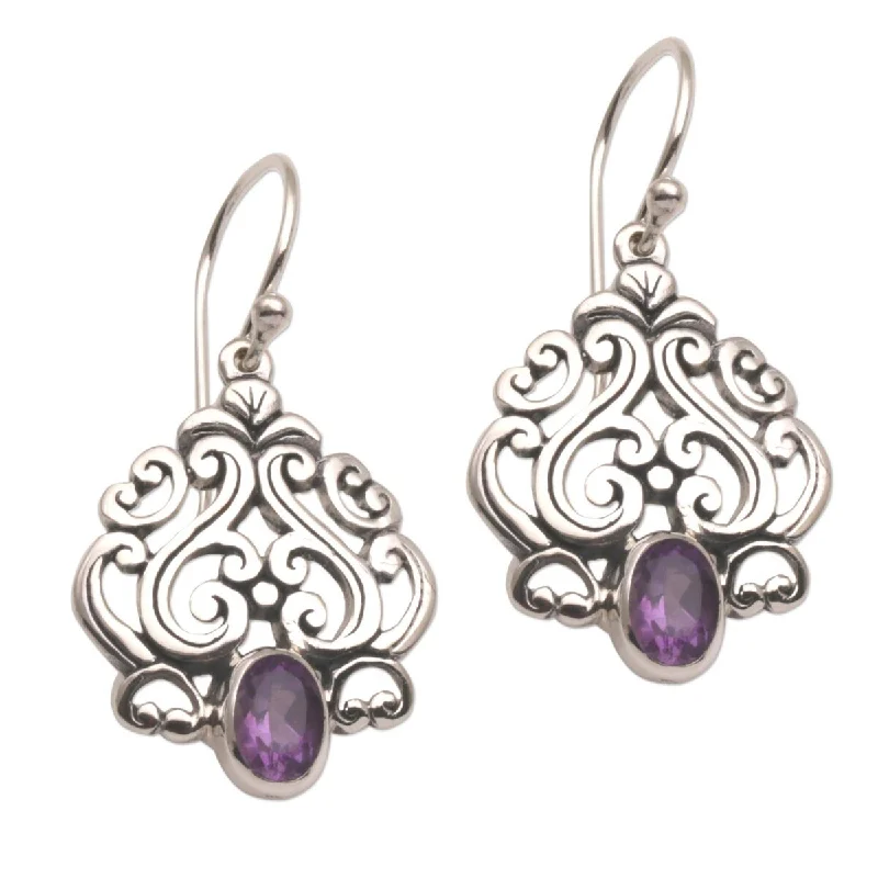 NOVICA Jeweled Mystery, Amethyst dangle earrings - 1.4*0.8