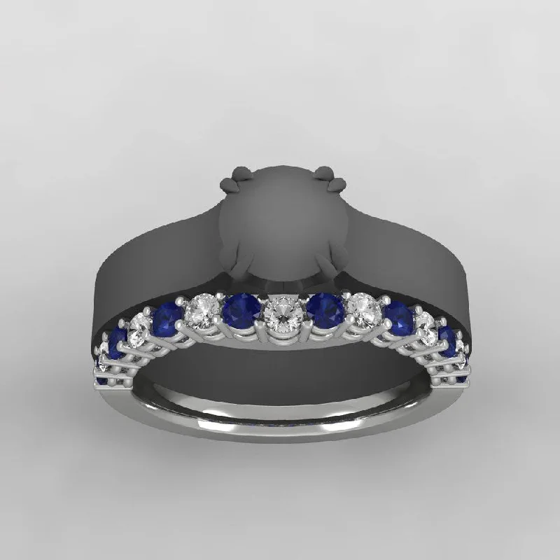 Moissanite & Sapphire Women's Wedding Band