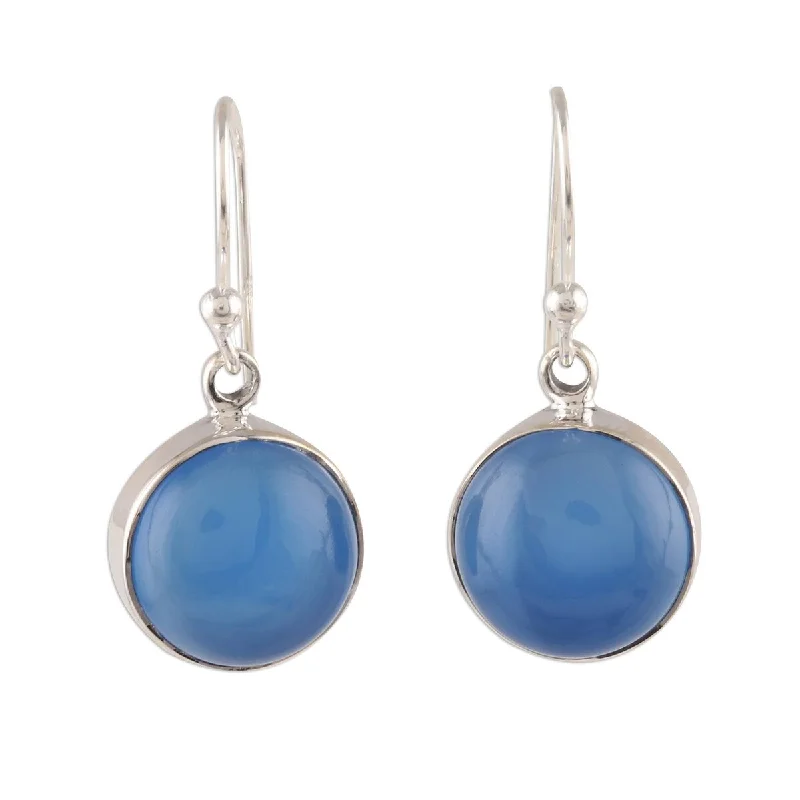 NOVICA Round Sky, Chalcedony dangle earrings - 1.1*0.5