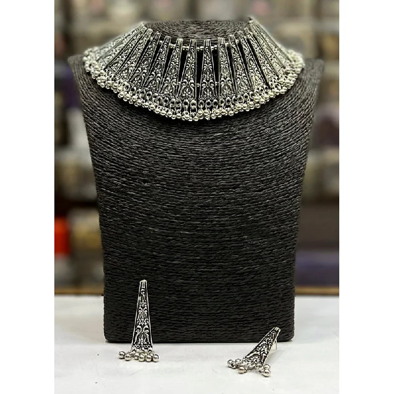 Bhavi Jewels Oxidised Plated Choker Necklace Set