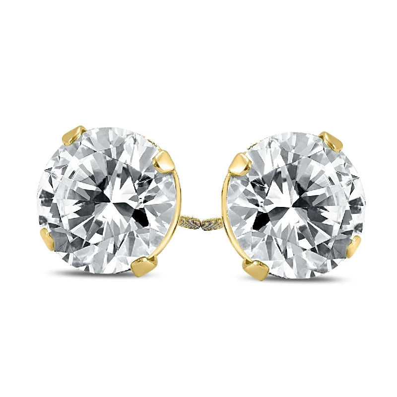 Marquee 2 Carat TW Diamond Solitaire Earrings in 14K Yellow Gold (H-I Color I1-I2 Clarity)