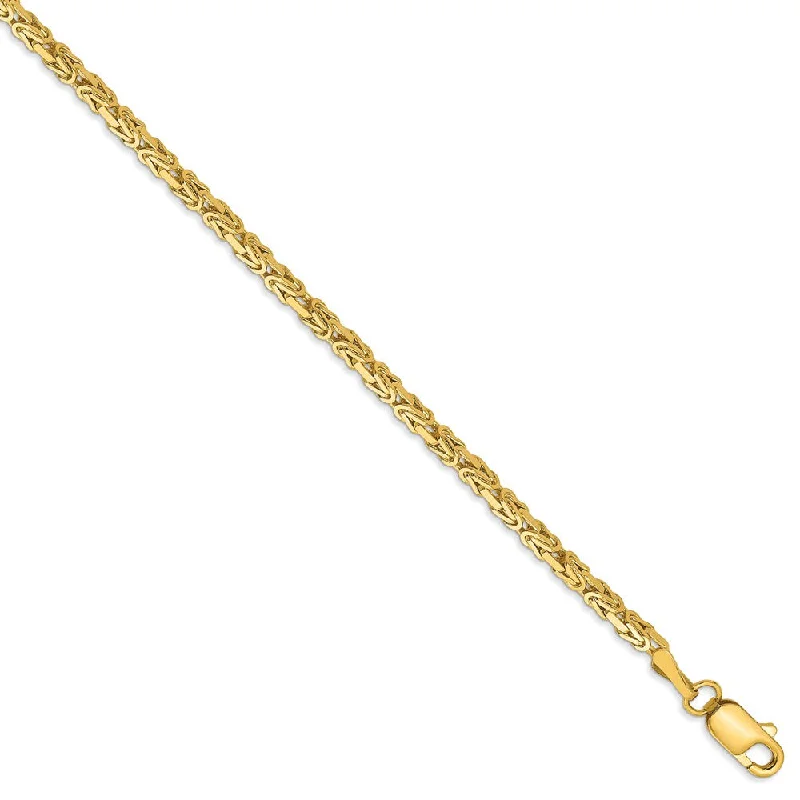 2mm, 14k Yellow Gold, Solid Byzantine Chain Bracelet, 7 Inch