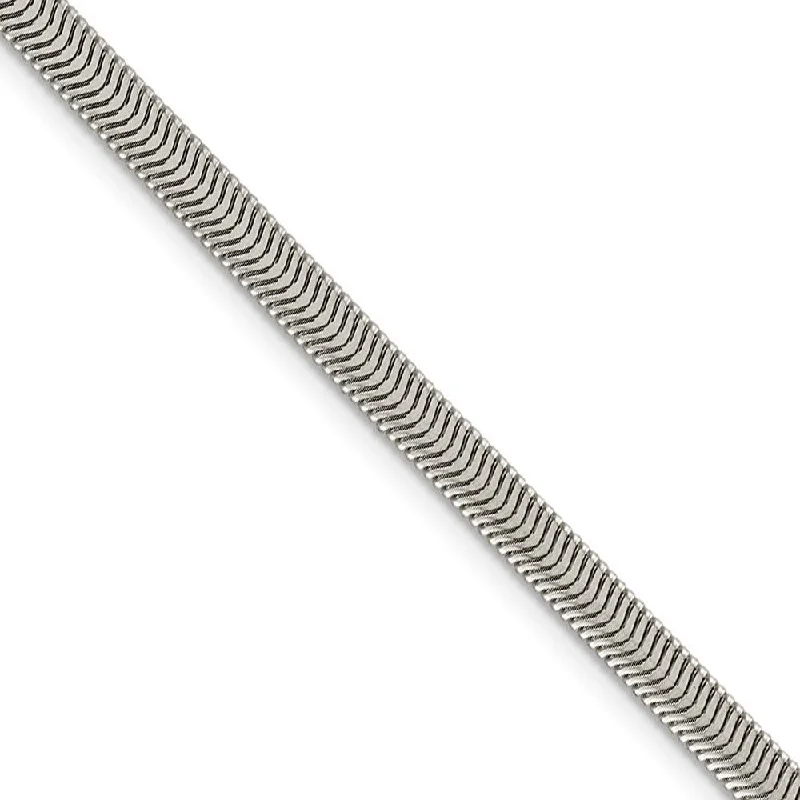 4.2mm, Sterling Silver Solid Flat Oval Snake Chain Bracelet