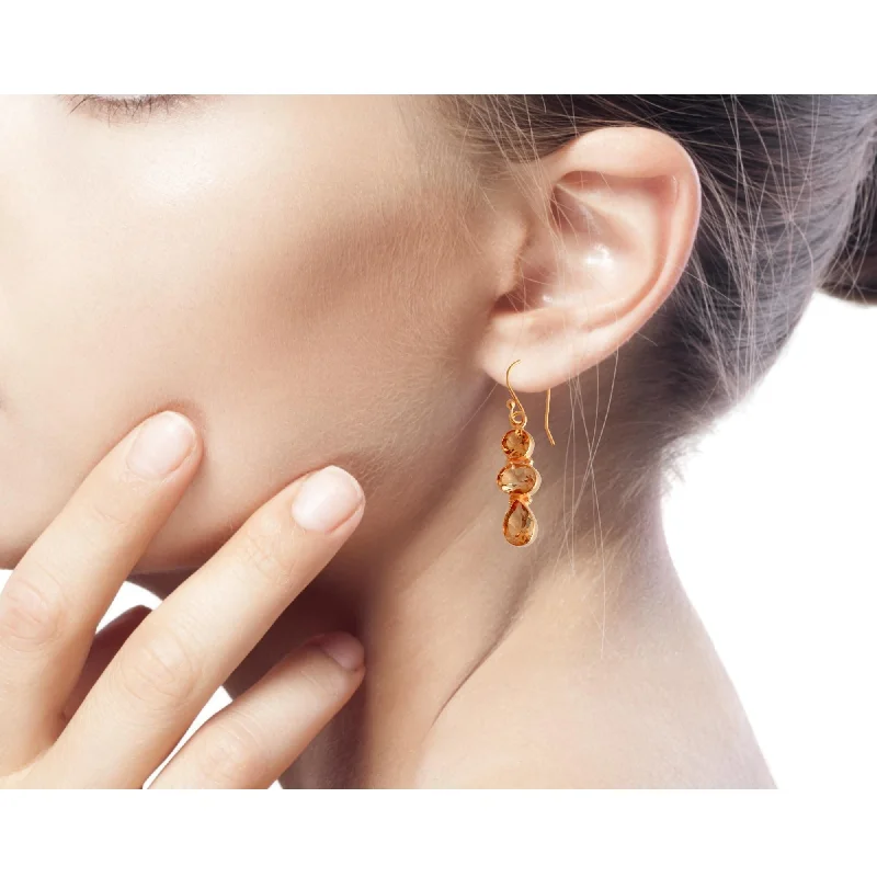 Handmade Golden Dazzle Gold Overlay Citrine Earrings (India)