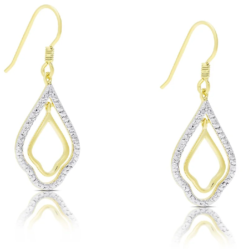 Finesque Gold Over Sterling Silver Diamond Accent Teardrop Dangle Earrings