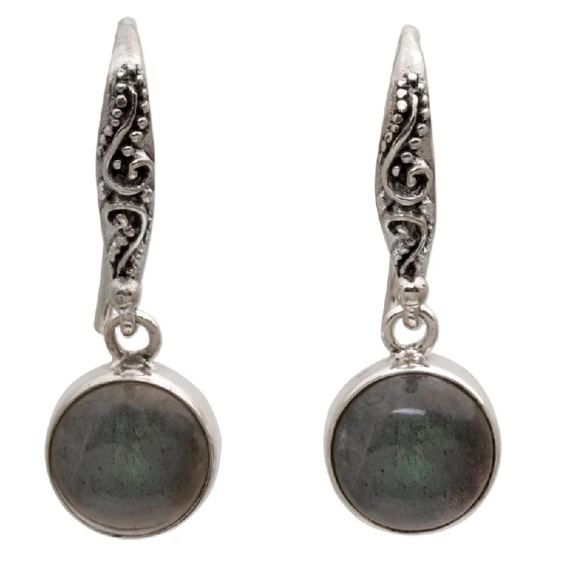 NOVICA Handmade Labradorite Dangle Earrings, 'Purity of Moonlight' (Indonesia) - 1.2L*0.4W