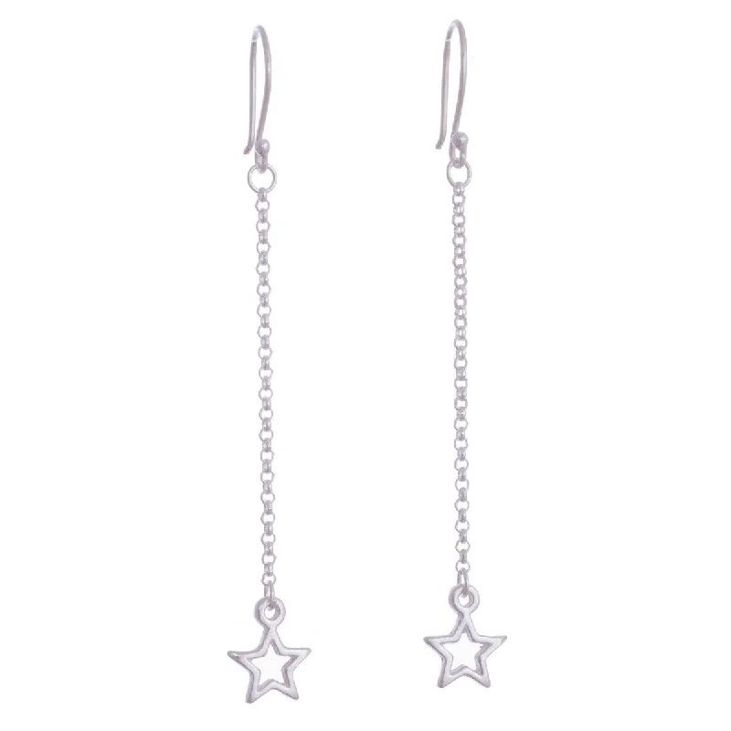 NOVICA Star Space, Sterling silver dangle earrings - 3" L x 0.4" W x 0.1" D