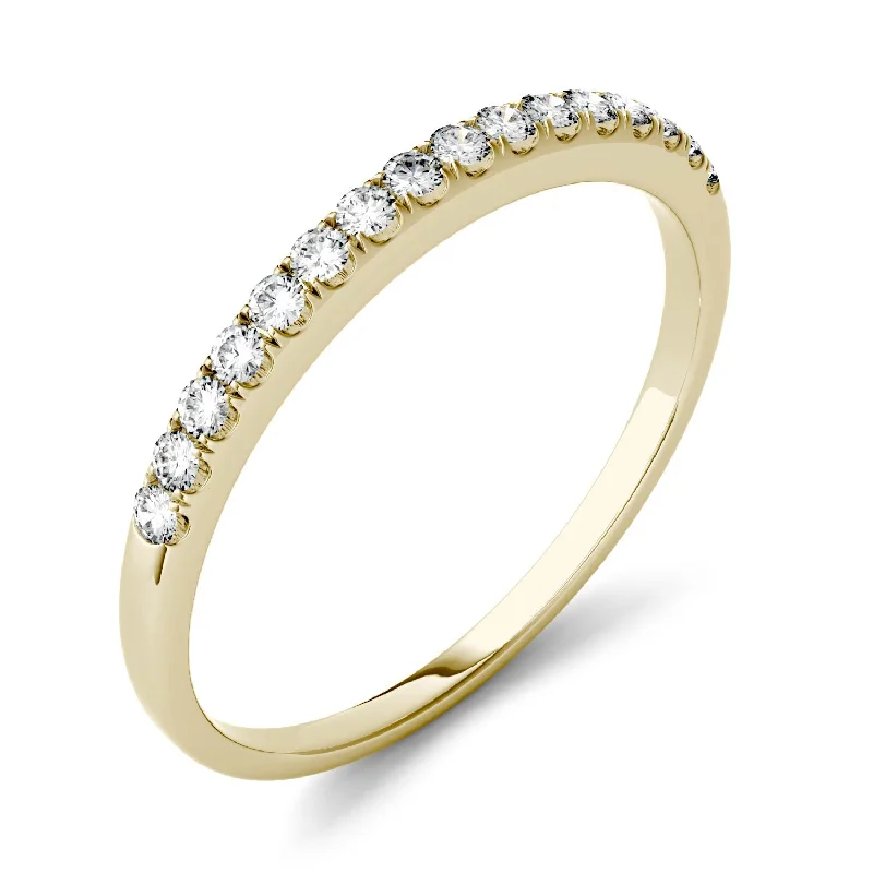 Charles & Colvard Moissanite Half Eternity Wedding Band in Yellow Gold