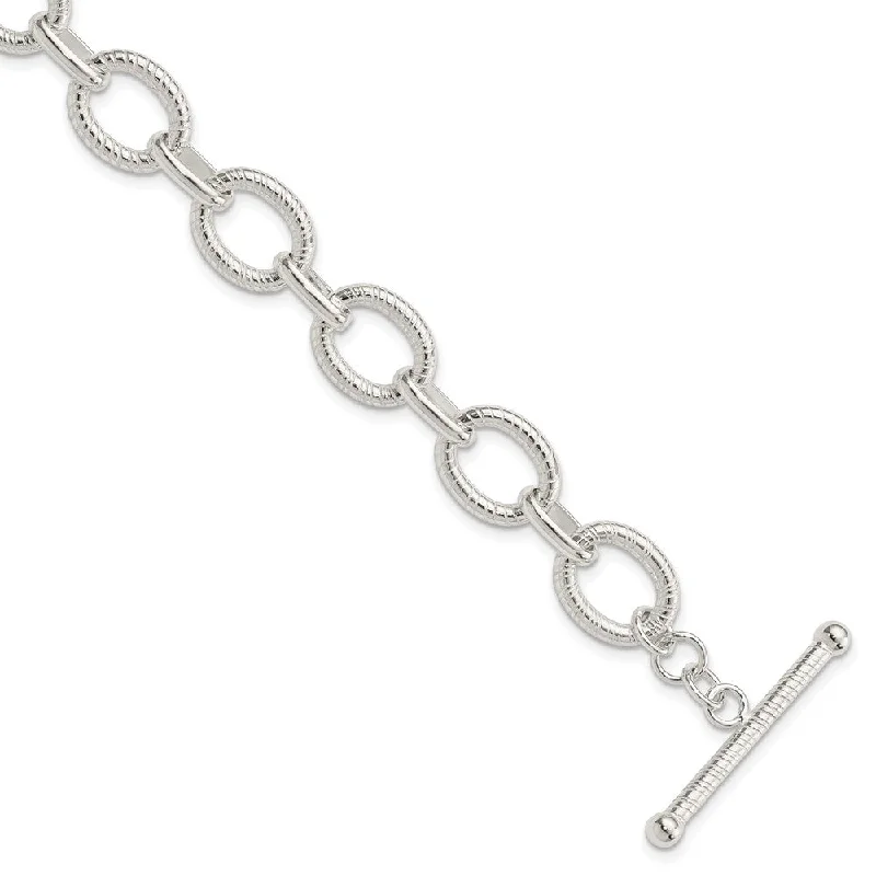 13mm Sterling Silver Solid Fancy Cable Chain Bracelet, 7.5 Inch