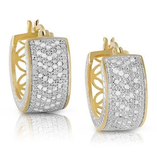 Finesque Sterling Silver 1/2ct TDW Diamond Hoop Earrings