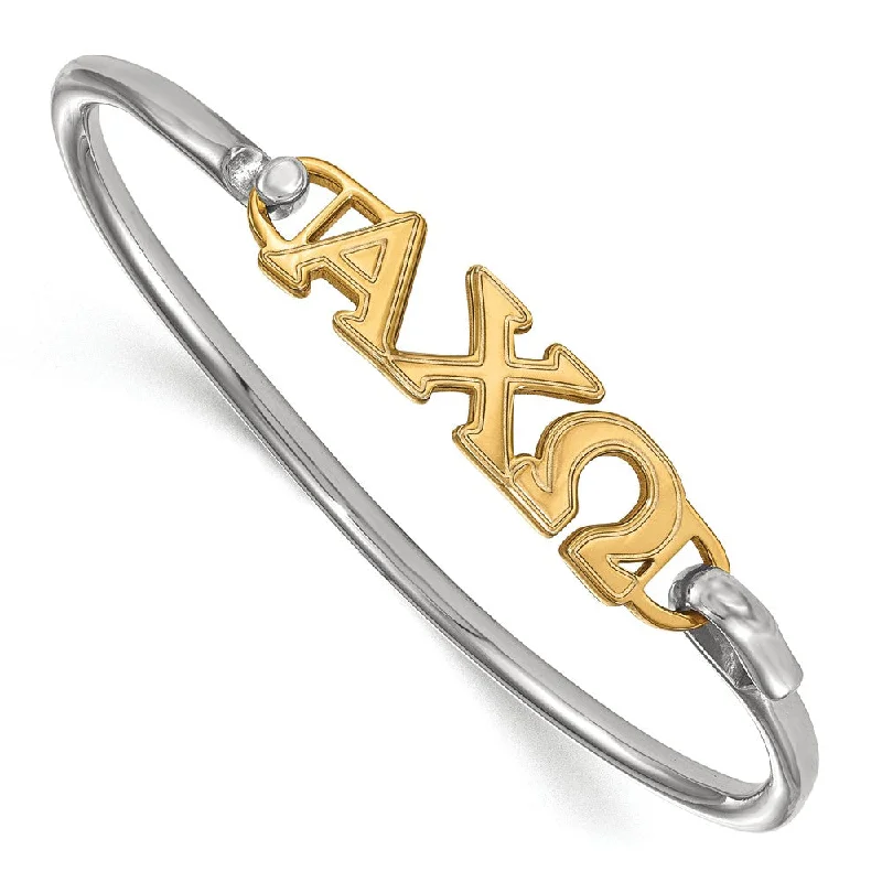 14K Plated Silver Alpha Chi Omega Large Clasp Bangle