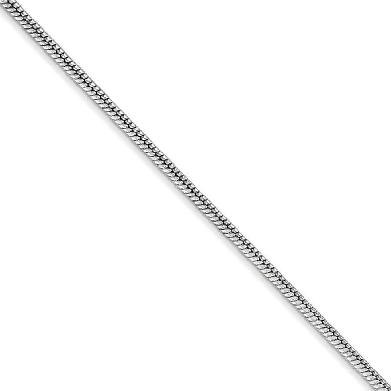 1.6mm, 14k White Gold, Round Solid Snake Chain Bracelet, 8 Inch