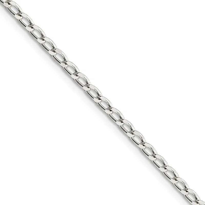 2.8mm, Sterling Silver Solid Open Curb Chain Bracelet