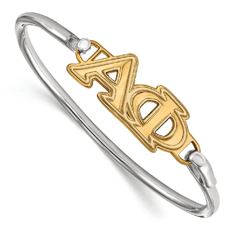 14K Plated Silver Alpha Phi Small Clasp Bangle - 8 in.