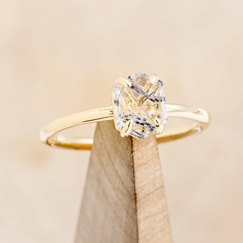 "AURUM" - TOURMALINATED QUARTZ SOLITAIRE ENGAGEMENT RING