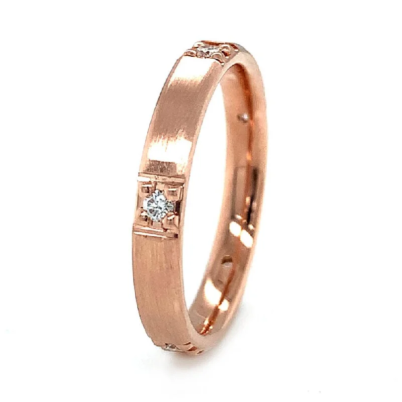 Rose Gold & Diamond Wedding Band - "Dawning Stars"