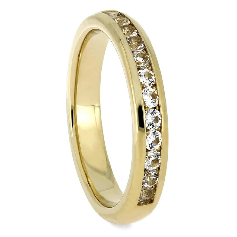 Women's Wedding Band with Sapphires Set in Gold