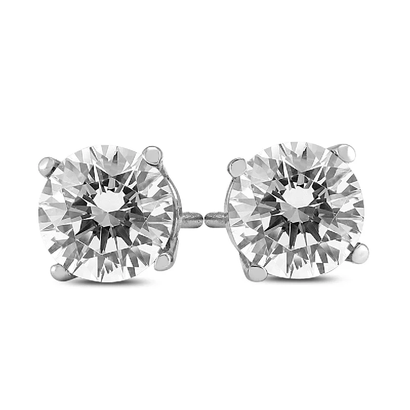 Marquee 1 1/2 Carat TW Certified Round Diamond Solitaire Stud Earrings in 14K White Gold (I-J Color, SI1-SI2 Clarity)