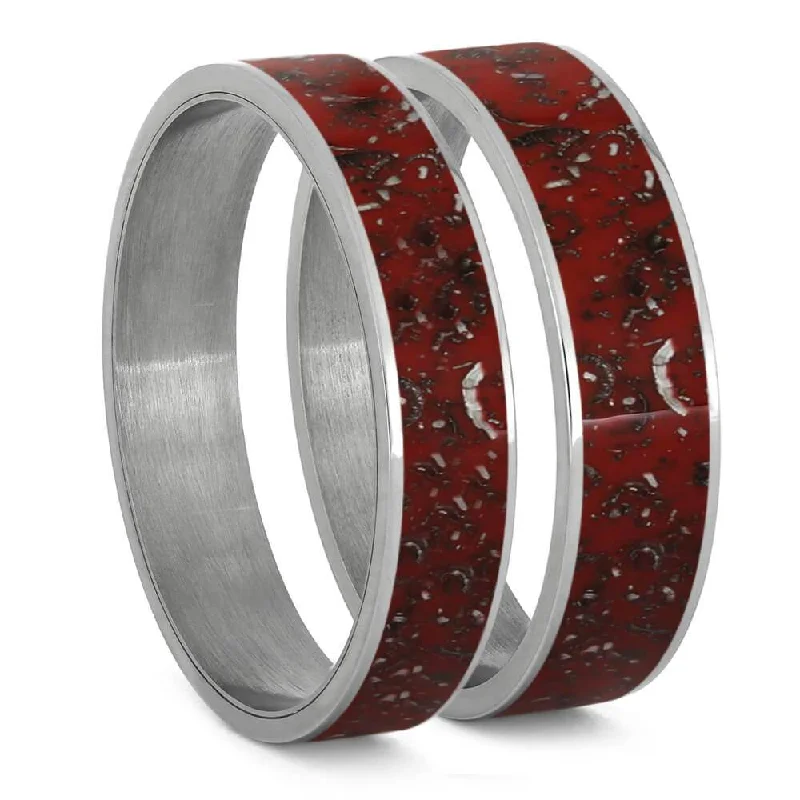 Red Stardust Inlay Components for Modular Rings