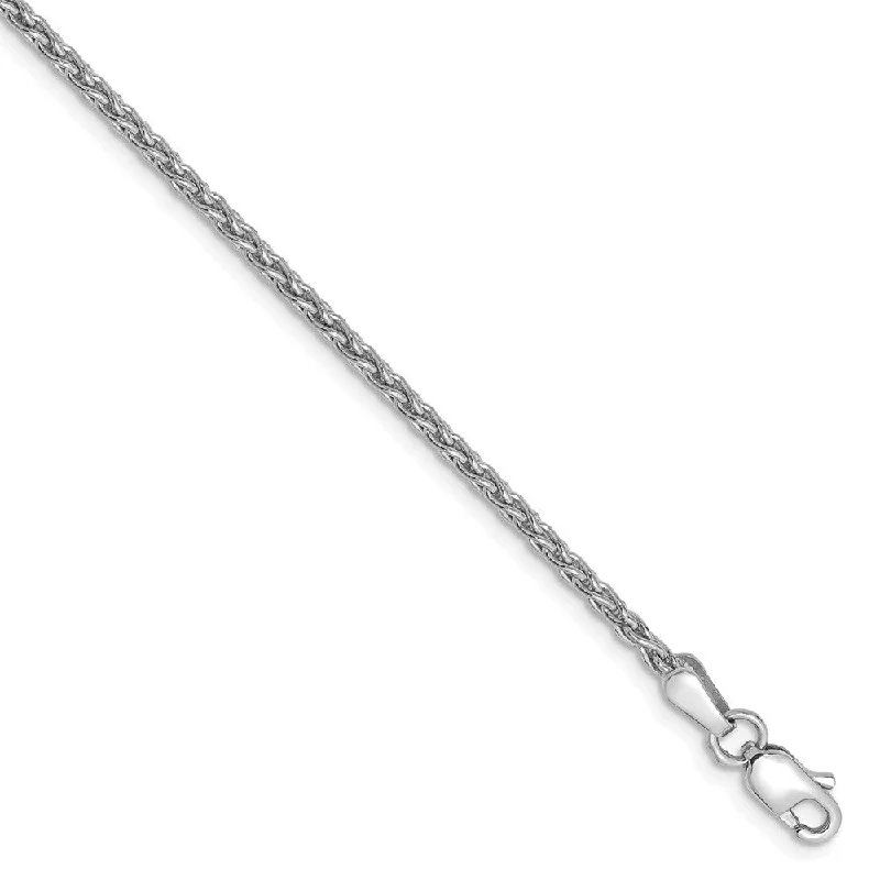 1.75mm, 14k White Gold, Solid Parisian Wheat Chain Bracelet