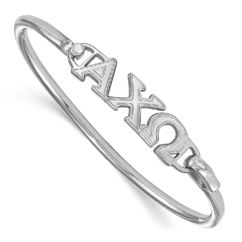 Sterling Silver Alpha Chi Omega Large Clasp Bangle - 8 in.