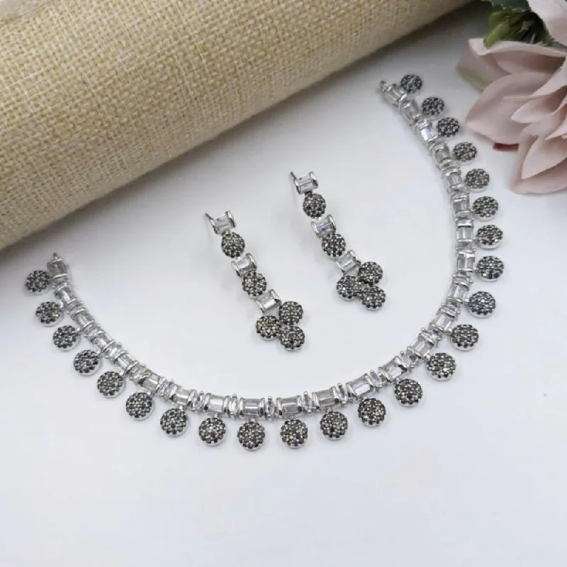 Aamrapali Silver Plated Austrian Stone Necklace Set