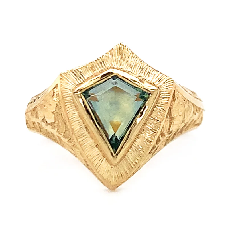 Montana Sapphire & Yellow Gold Ring - "Lancebreaker Signet"