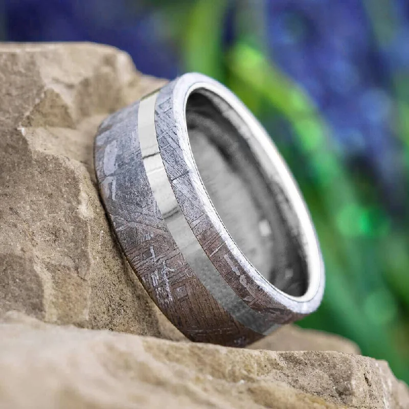 Unique Tungsten Ring With Meteorite Edges