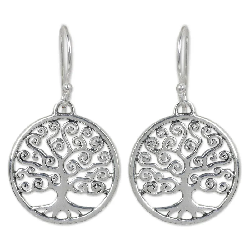 Sterling Silver 'Spiral Tree' Earrings (Thailand)