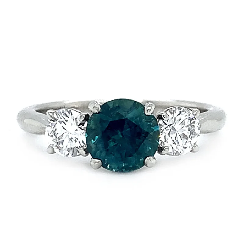 Montana Sapphire & Diamond White Gold Ring - "Ocean Spray"