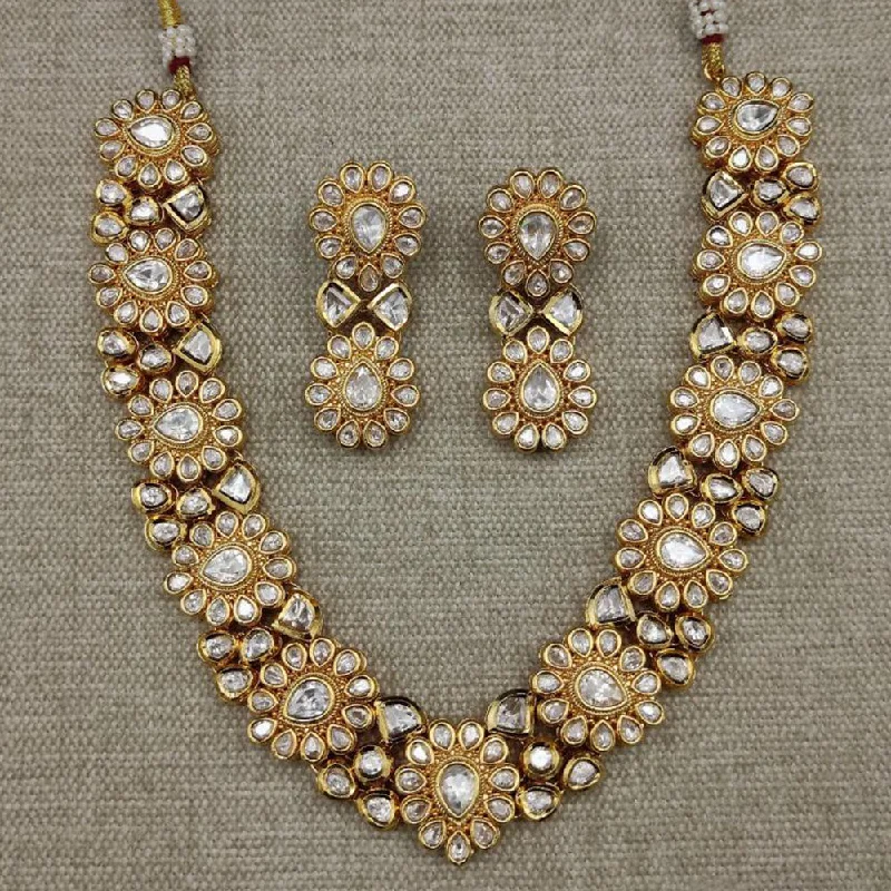 Amoliya Jewels Gold Plated Polki Kundan Stone Necklace Set