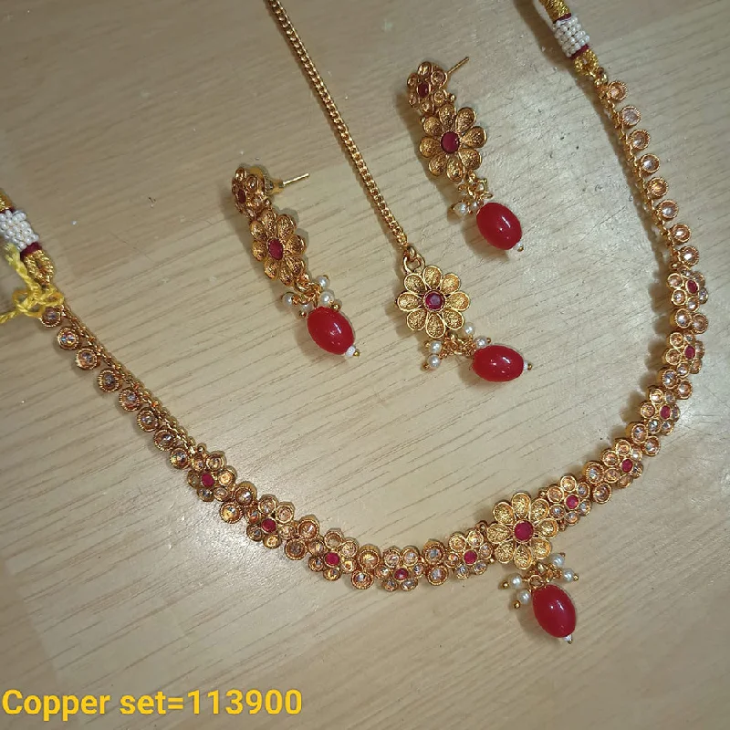 Padmawati Bangles Copper Gold Plated Crystal Stone Necklace Set