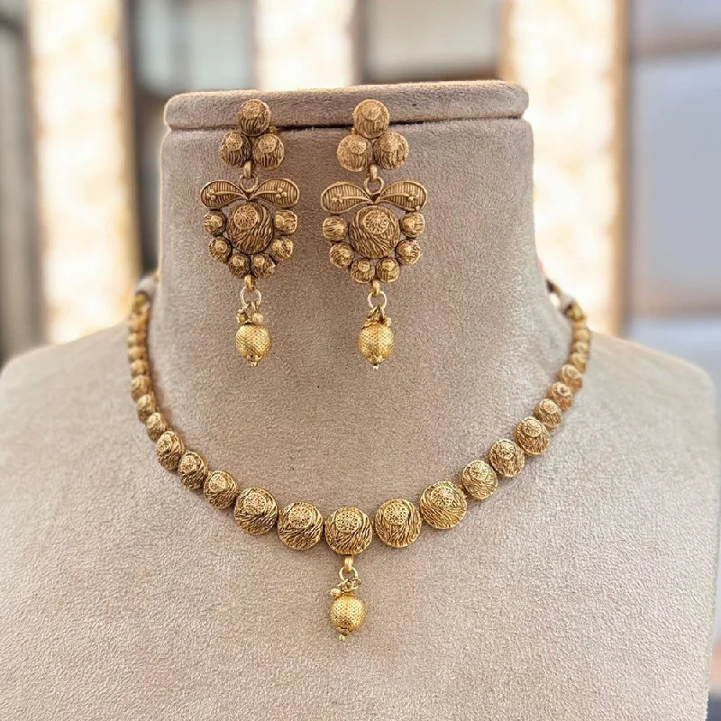 Jewel Addiction Copper Gold Pota Stone Necklace Set