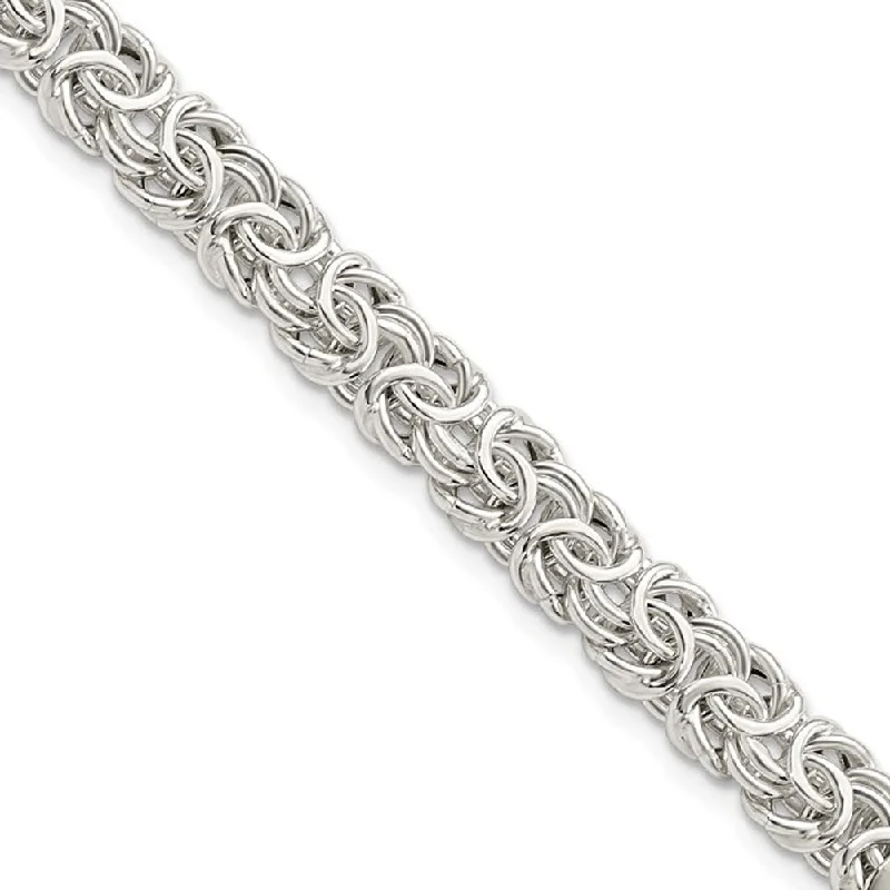 6.5mm Sterling Silver Hollow Byzantine Chain Bracelet, 7.5 Inch