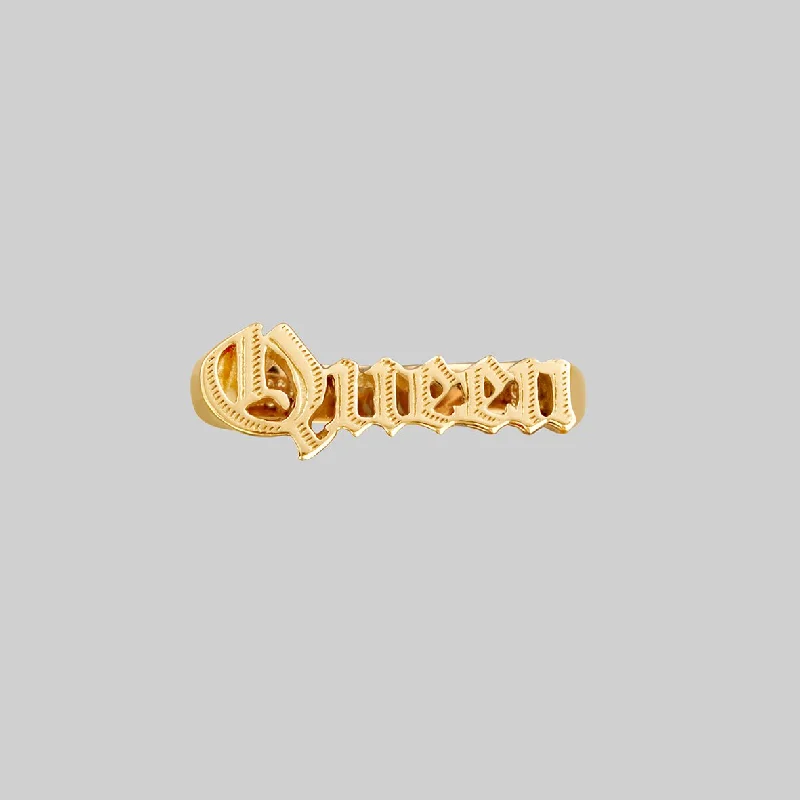 Queen Word Ring - Gold