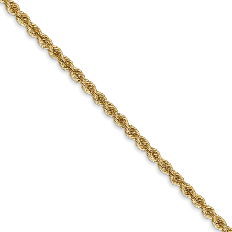 2.5mm Classic Solid Rope Chain Bracelet 14k Yellow Gold