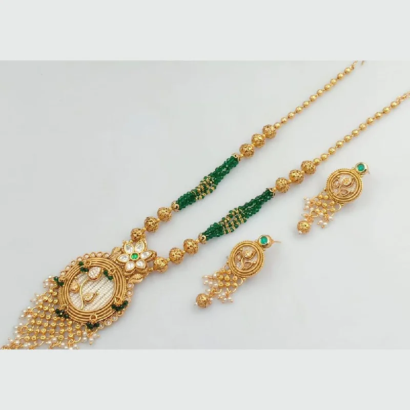 FS Collection Gold Plated Crystal Stone And Beads Necklace Set