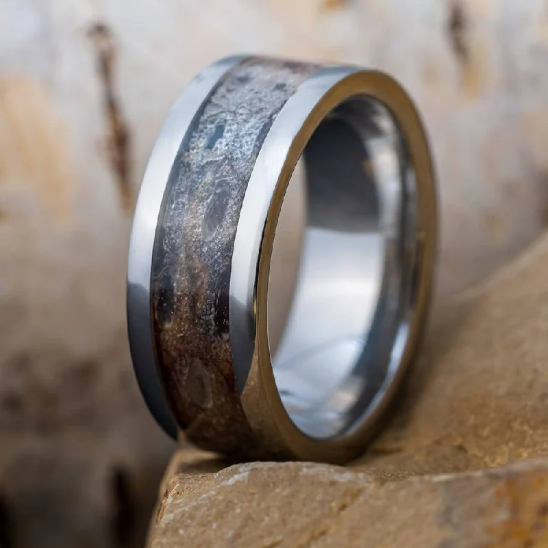 Men's Wedding Band with Snake Shed Inlay