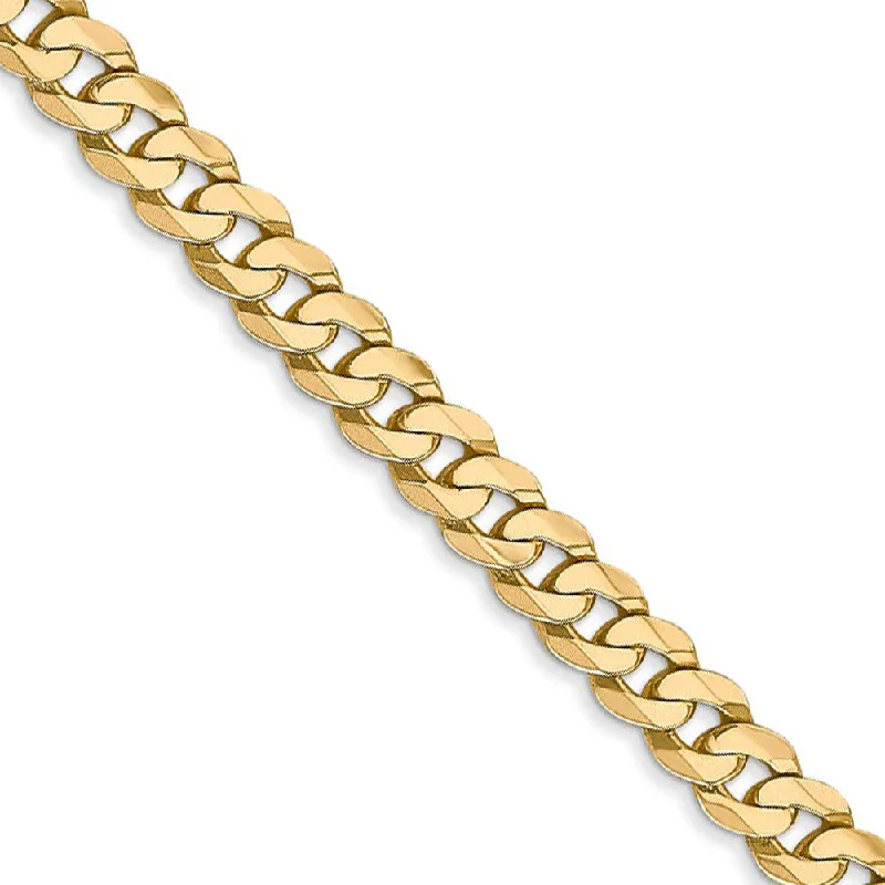 4.6mm, 14k Yellow Gold Solid Beveled Curb Chain Bracelet