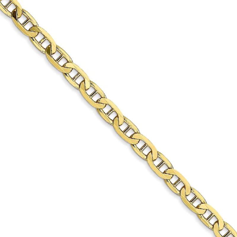 3.75mm 10k Yellow Gold Solid Concave Anchor Chain Bracelet