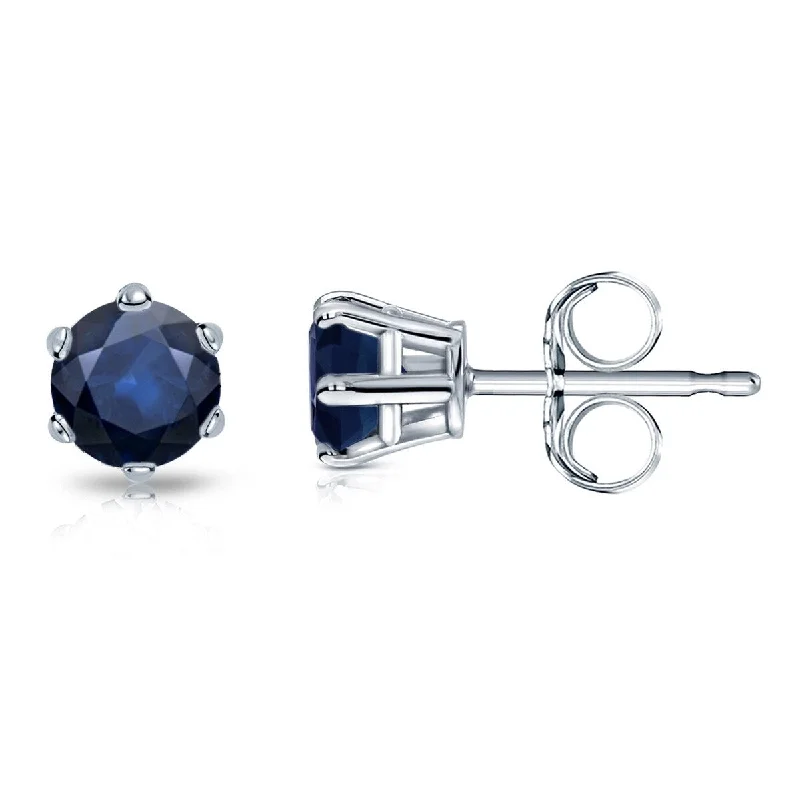 Auriya 14k Gold Round Sapphire Solitaire Stud Earrings 1/2ct TGW 6-Prong