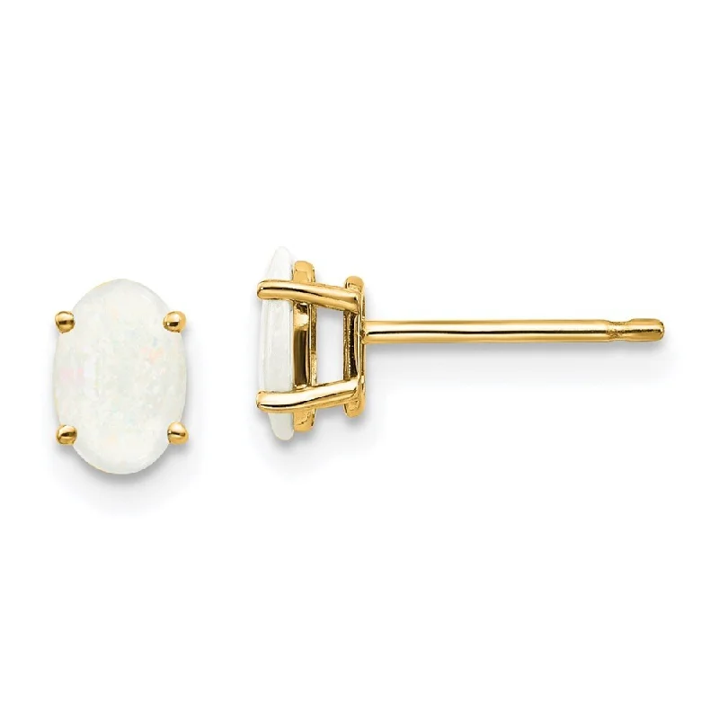 14k Yellow Gold Gemstone Earrings - October (L-6 mm, W-4 mm)