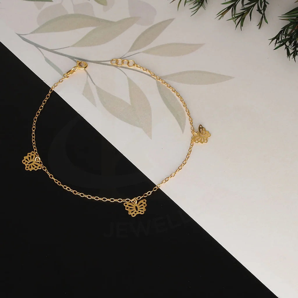 Gold Hanging Butterfly Bracelet 21KT - FKJBRL21KM5016