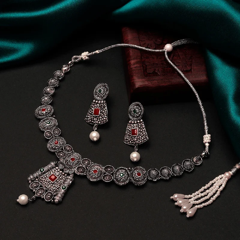 Shrishti Fashion Gorgeous Oxidised Plated Choker Necklace set For Women