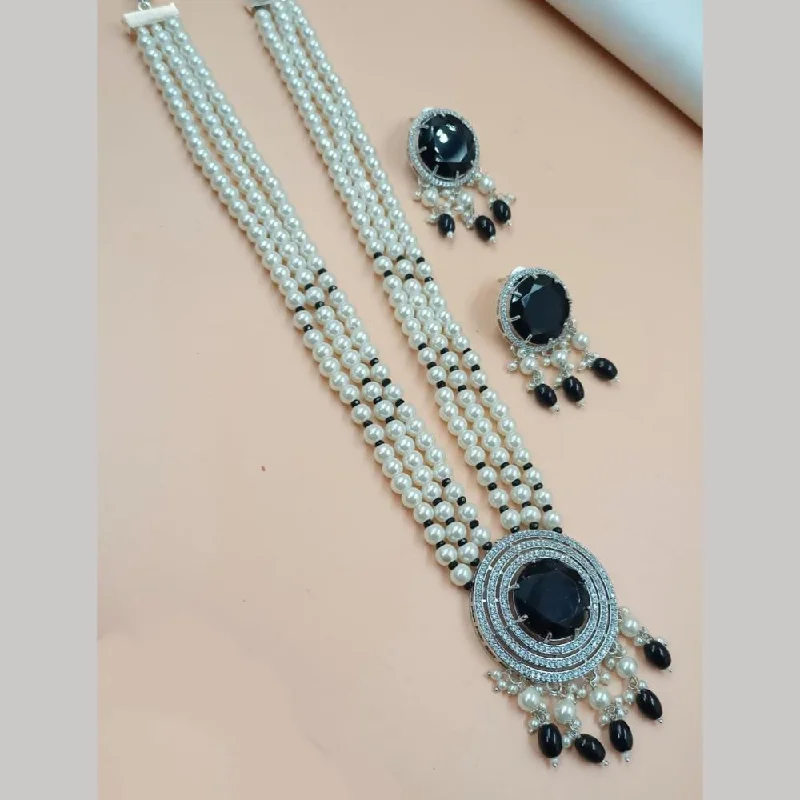 FS Collection Gold Plated AD And Beads Long Necklace Set