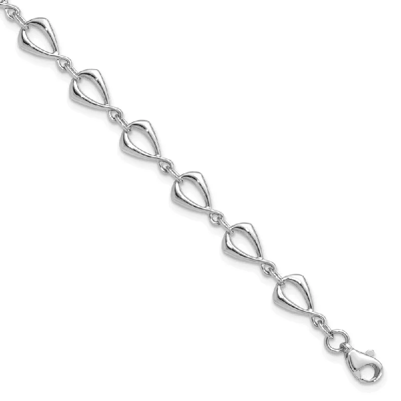 14k White Gold 6mm Polished Fancy Link Chain Bracelet, 7.5 Inch