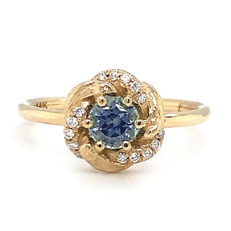 Montana Sapphire & Yellow Gold Engagement Ring - "Monet's Garden"