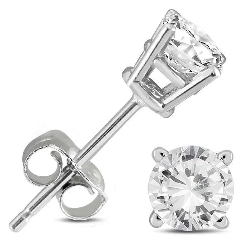 Marquee 14k White Gold 1/2ct TDW Certified Round Diamond Solitaire Stud Earrings